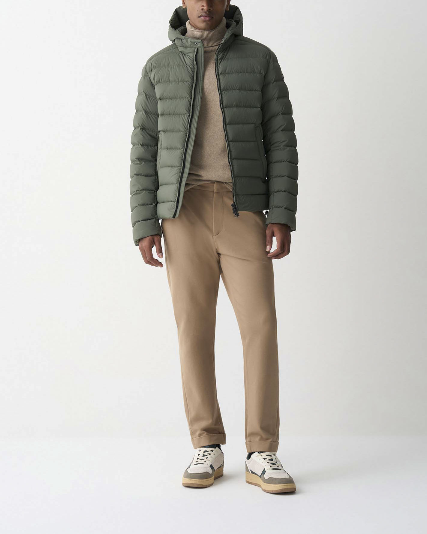 Colmar Originals — Piumino con cappuccio Colmar Originals verde militare in nylon crinkle imbottito in piuma