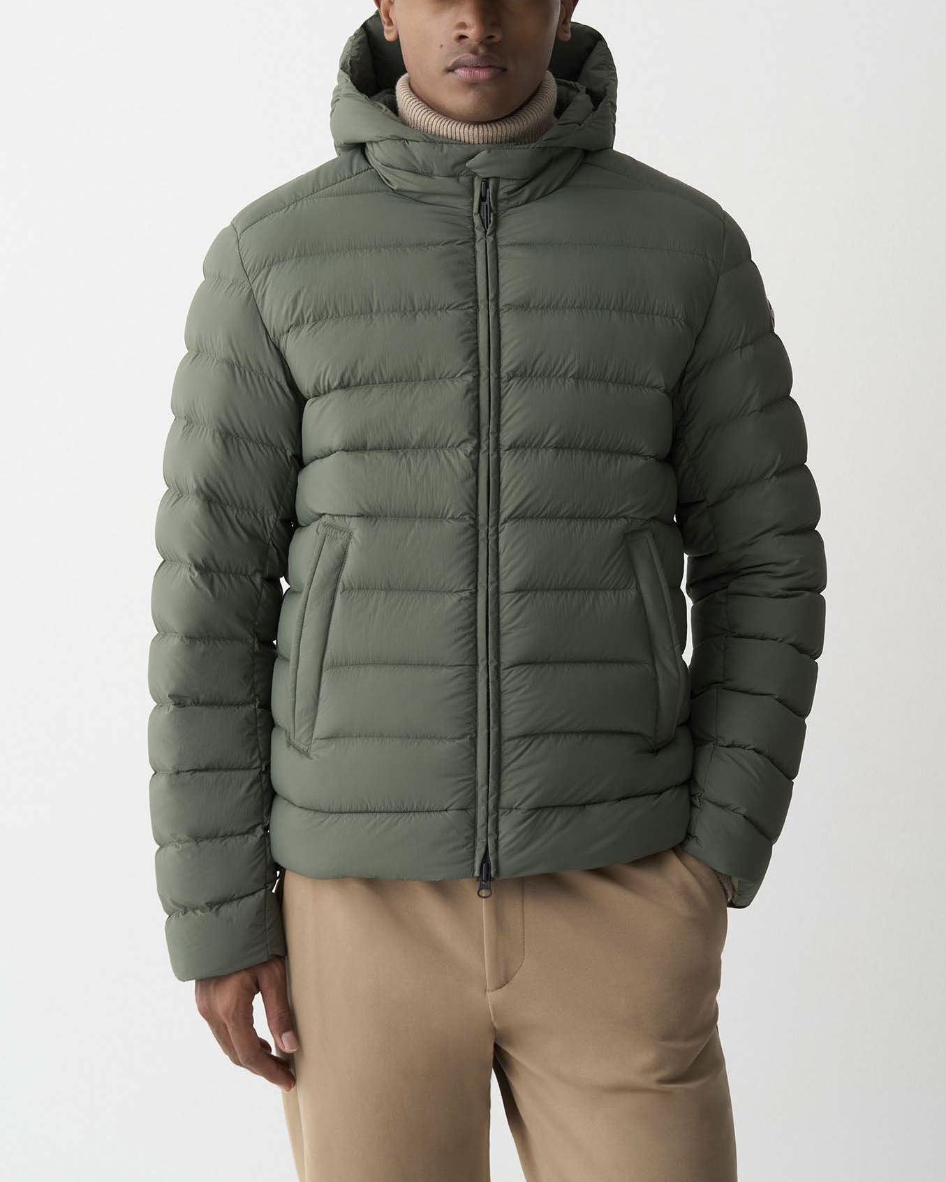 Piumino con cappuccio Colmar Originals verde militare in nylon crinkle imbottito in piuma image