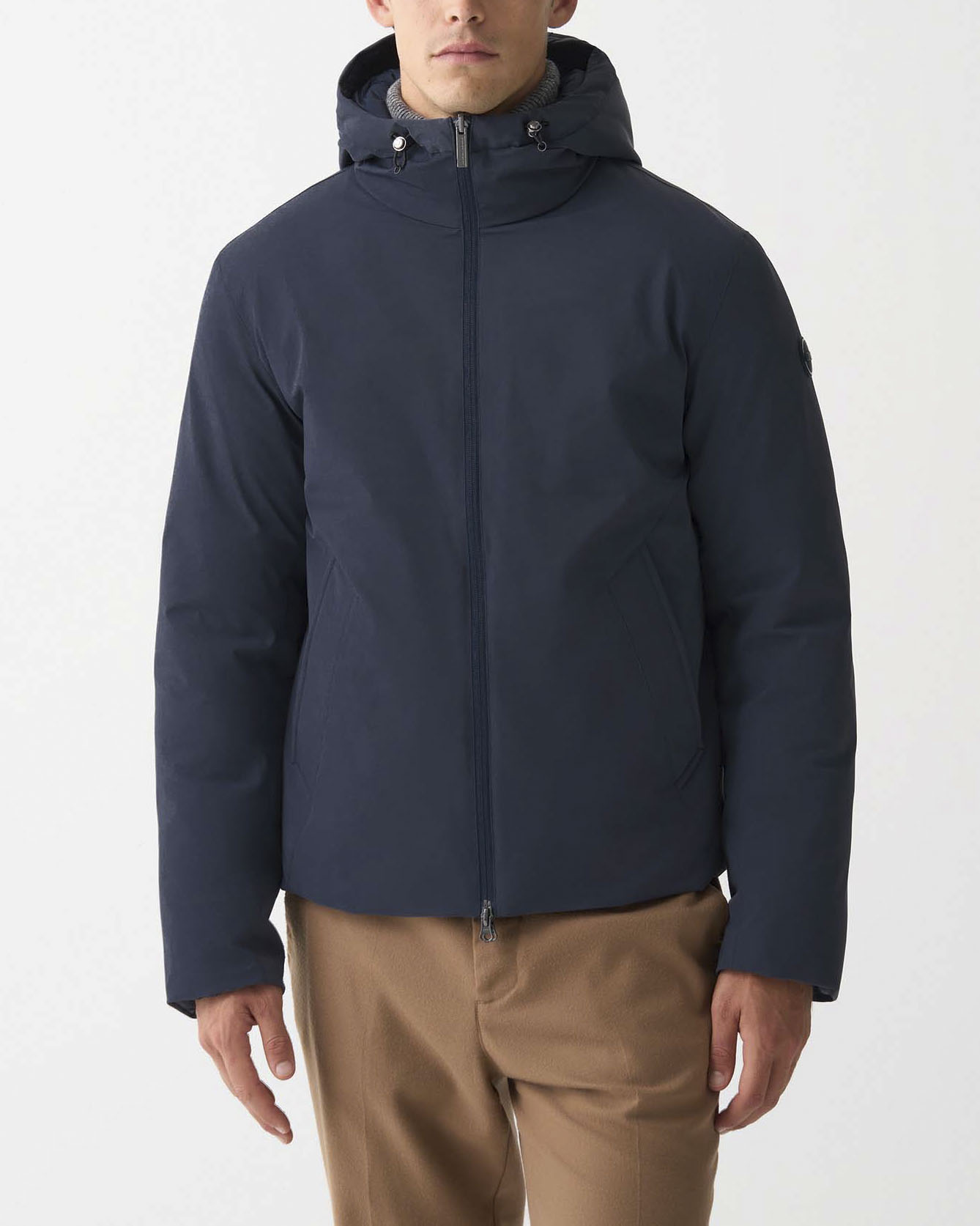 Piumino Colmar Originals blu con cappuccio in nylon opaco a