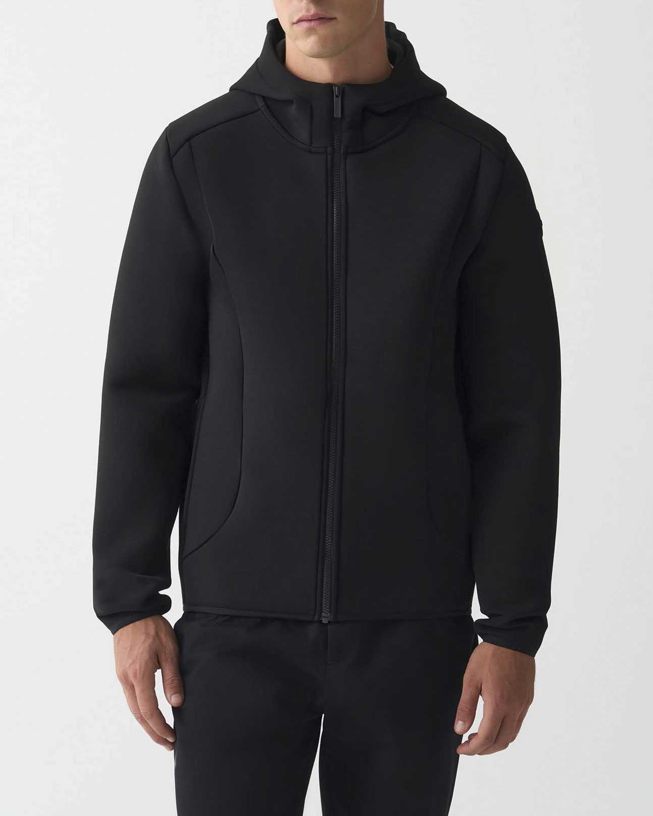 Giubbino Colmar Originals nero in tessuto stretch simil neoprene con cappuccio image