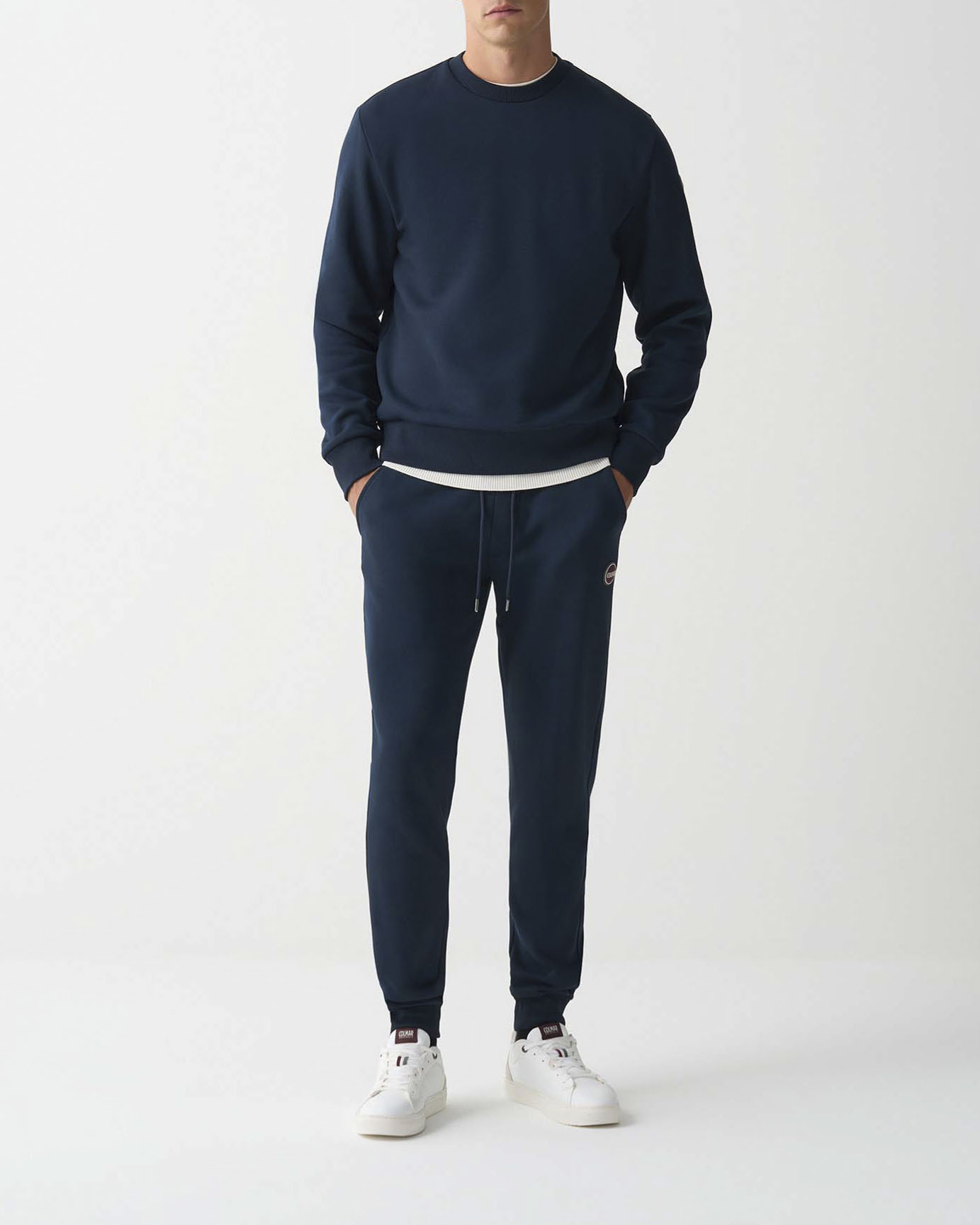 Pantalone Originals blu in felpa di cotone con logo bollo applicato