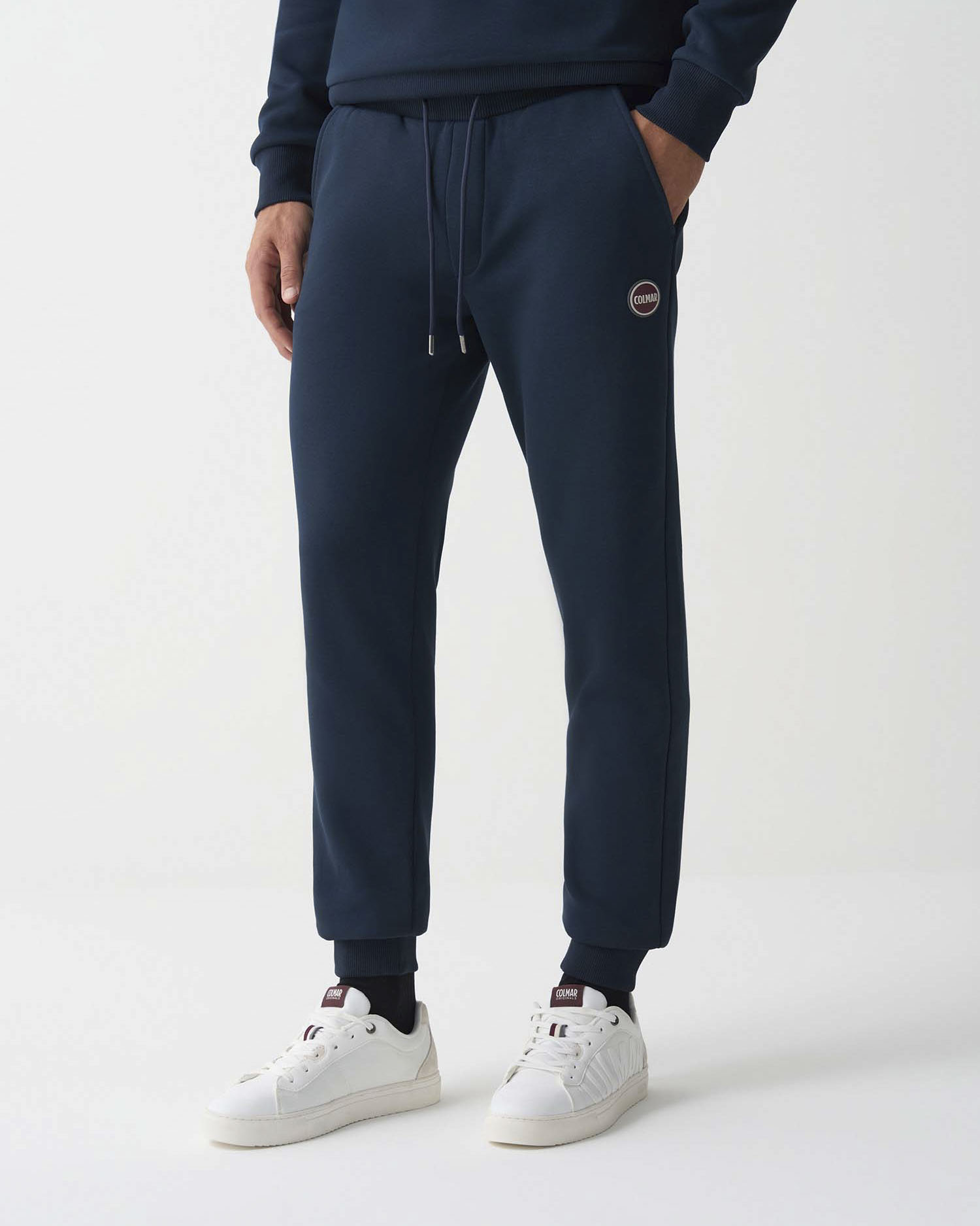 Pantalone Colmar Originals blu in felpa di cotone con logo bollo applicato image