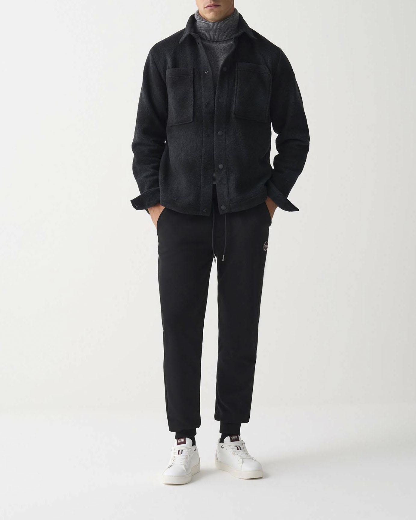 Colmar Originals — Pantalone Colmar Originals nero in felpa di cotone con logo bollo applicato