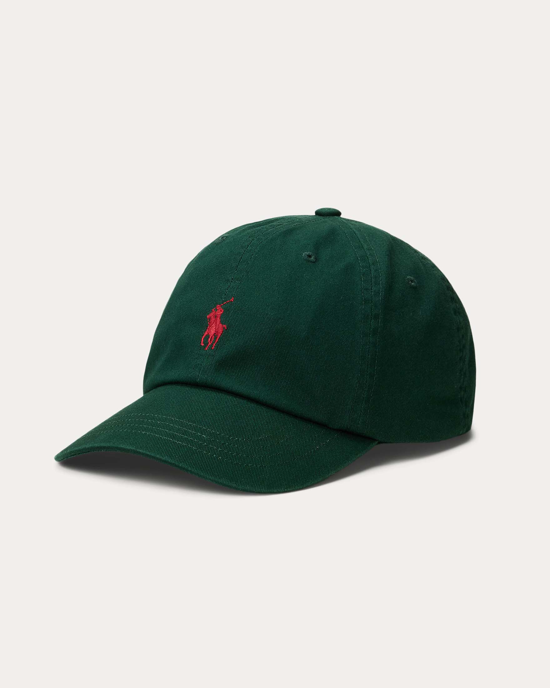 Cappellino verde scuro Polo Ralph Lauren in cotone con logo ricamato a contrasto di colore