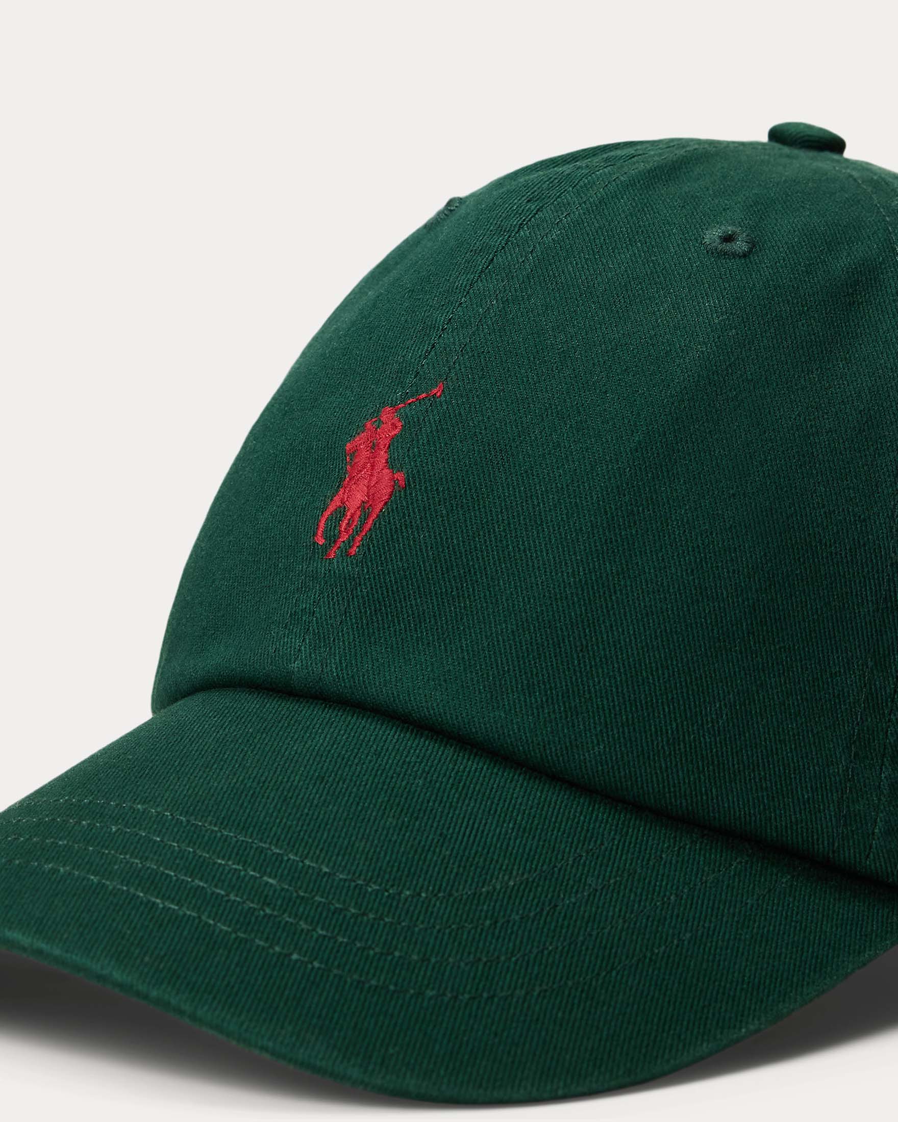 Cappellino verde scuro Polo Ralph Lauren in cotone con logo ricamato a contrasto di colore image