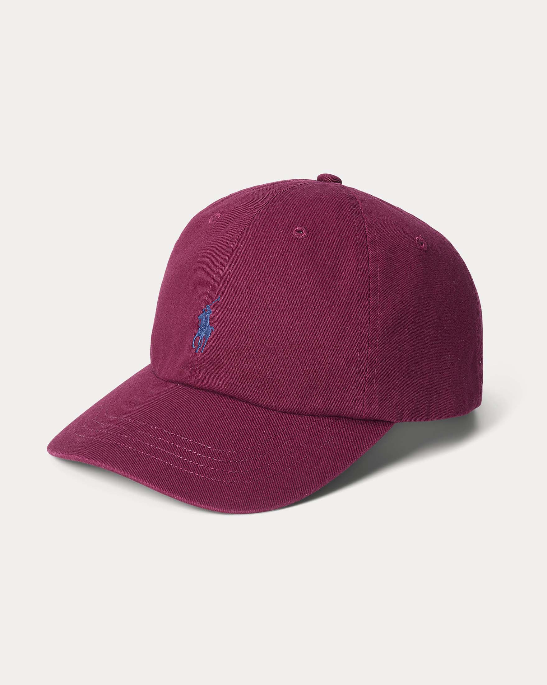 Cappellino bordeaux Polo Ralph Lauren in cotone con logo ricamato sul frontino a contrasto di colore