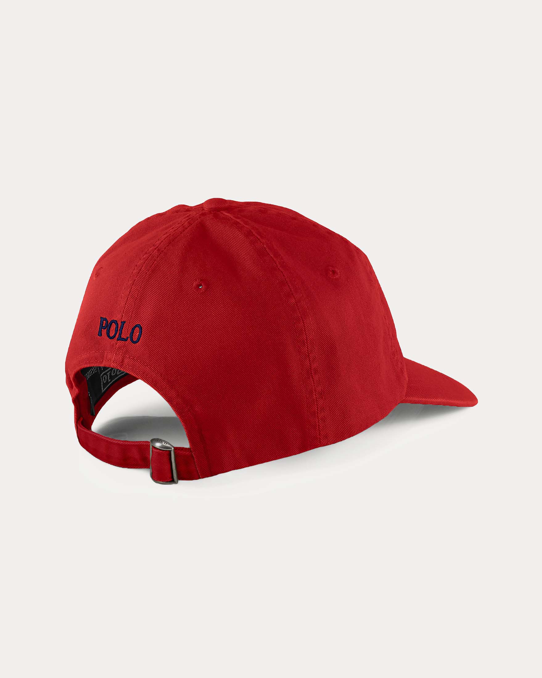 Cappellino rosso Polo Ralph Lauren in cotone con logo ricamato sul frontino a contrasto di colore