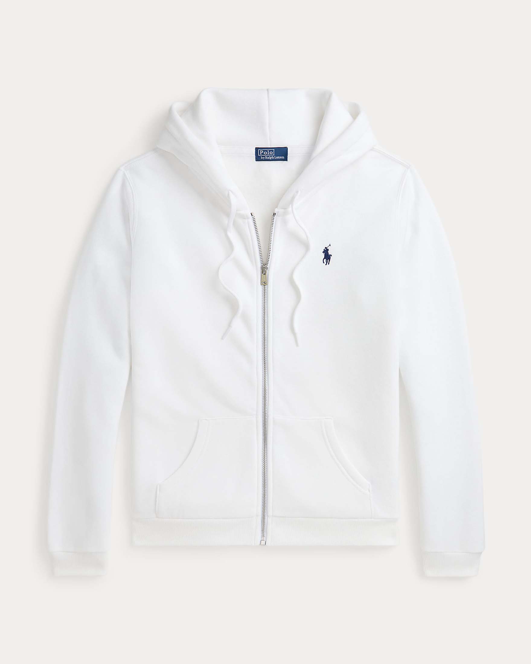 Felpa bianca Polo Ralph Lauren in misto cotone con cappuccio e chiusura a cerniera