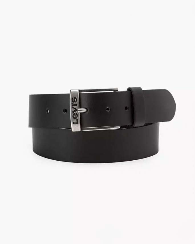 Cintura Levi's nera in pelle con fibbia in metallo effeto vintage