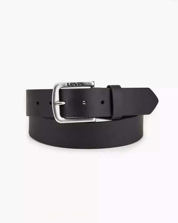 Cintura Levi's nera in pelle con fibbia argento