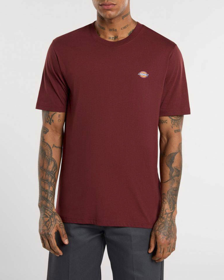 T-shirt bordeaux Dickies mezza manica in jersey di puro cotone con stampa logo sul petto