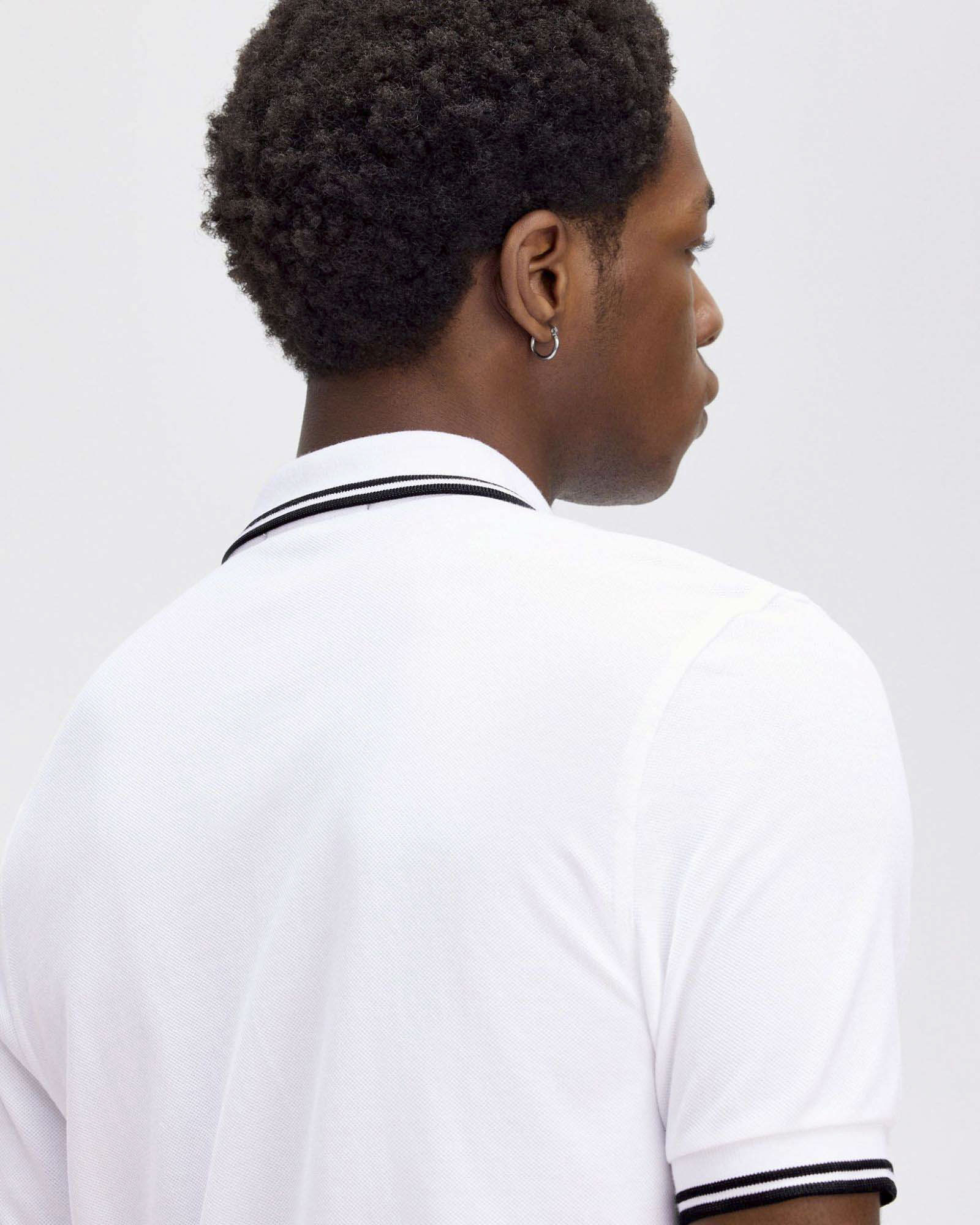 Polo Fred Perry bianca mezza manica con bordino nero