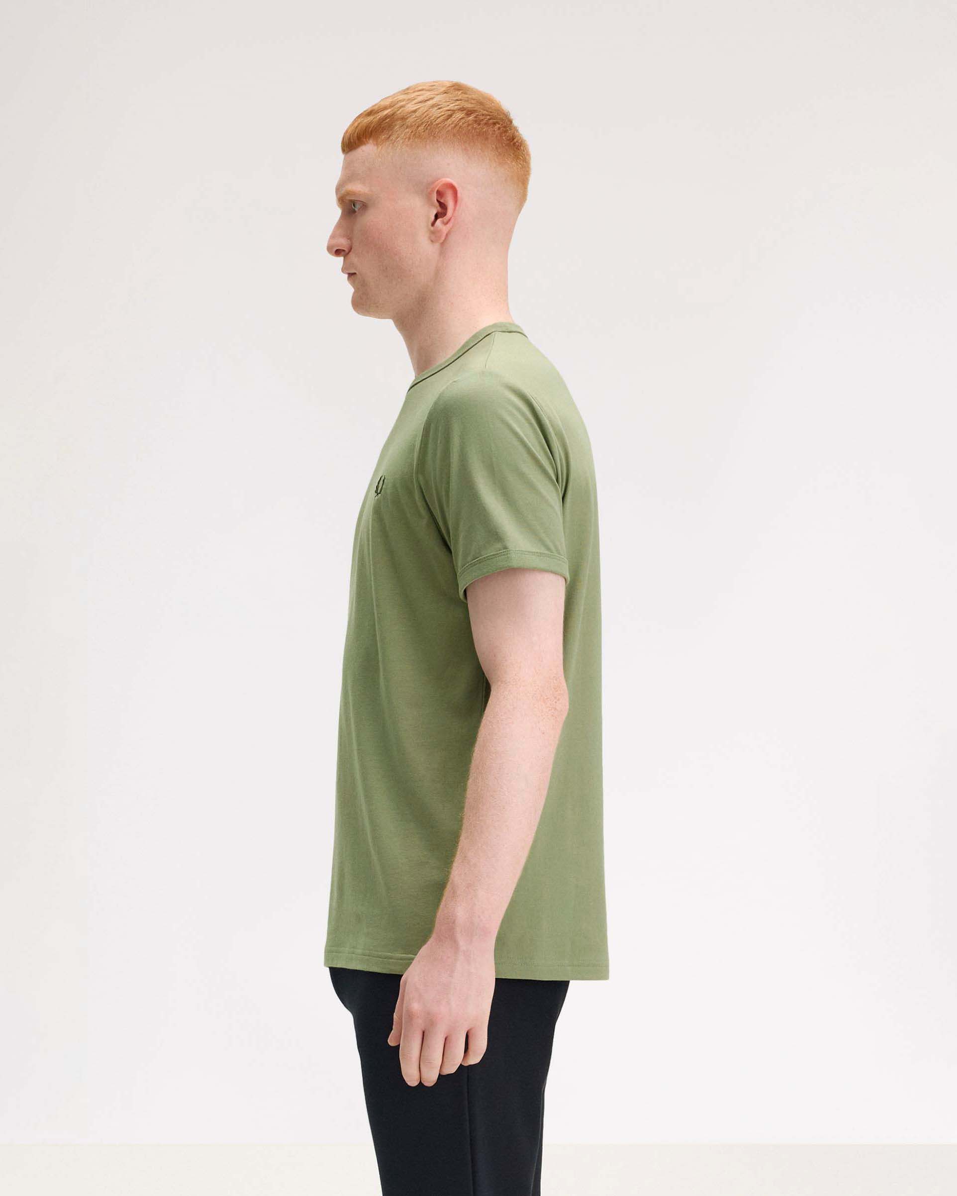 T-shirt mezza manica Fred Perry verde salvia tinta unita