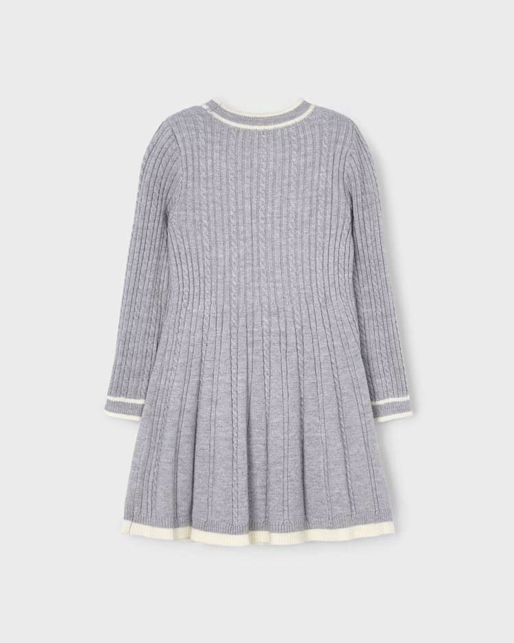 Abito Mayoral grigio e bianco in misto viscosa tricot a maniche lunghe image