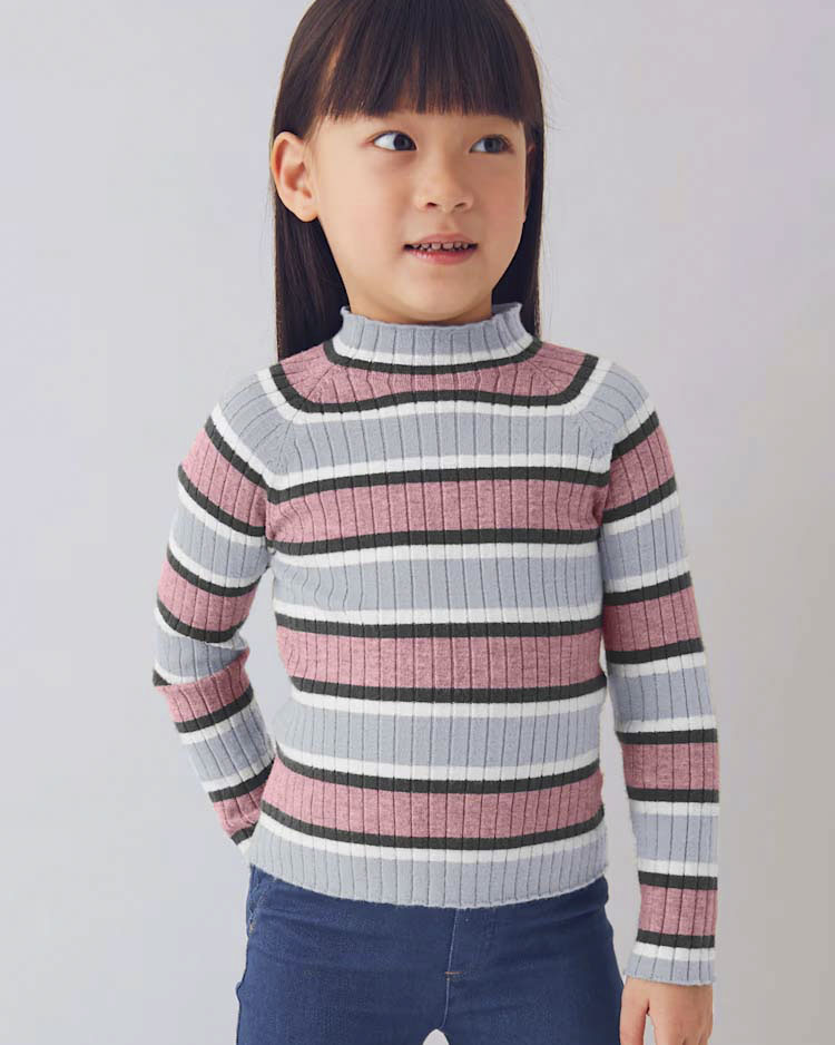 Lupetto Mayoral in viscosa a righe multicolor a coste