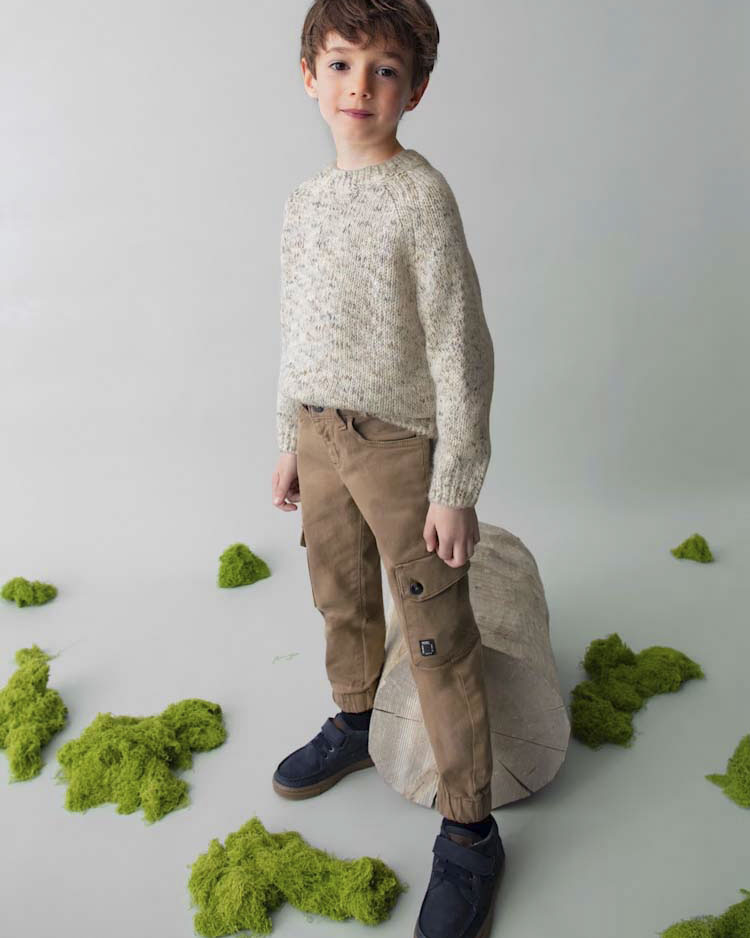 Maglione Mayoral in maglia color avorio melange image