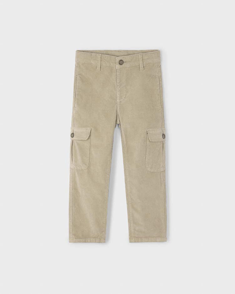 Pantalone cargo Mayoral beige in velluto a costine
