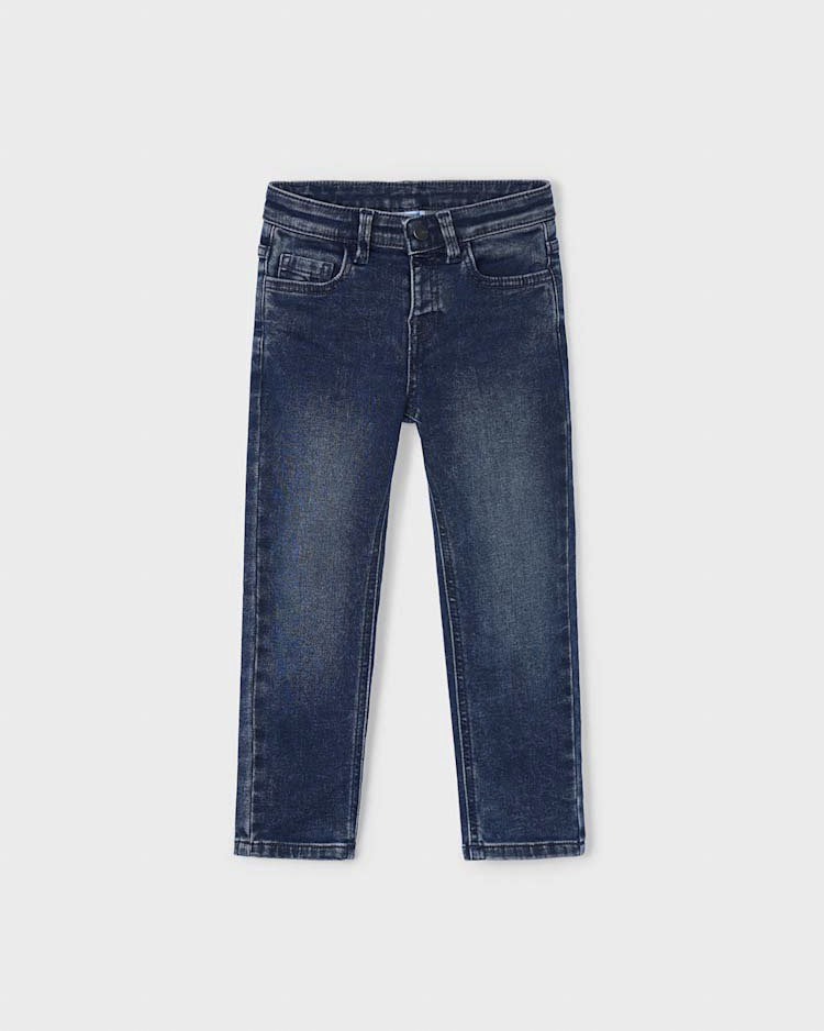 Jeans straight Mayoral in cotone elasticizzato a lavaggio scuro stone washed