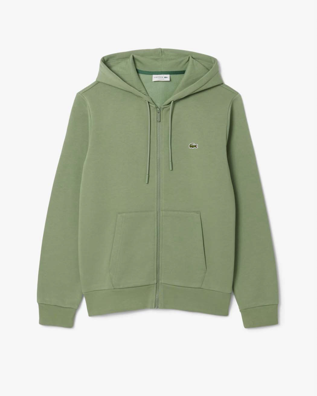 Felpa verde salvia con cappuccio e tasche a marsupio