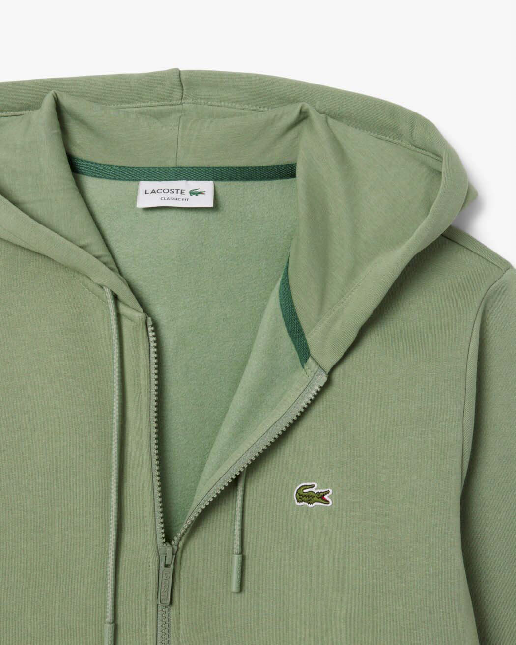 Felpa Lacoste verde salvia con cappuccio e tasche a marsupio image