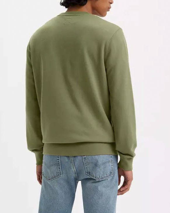 Felpa Levi's girocollo verde militare con logo batwing piccolo
