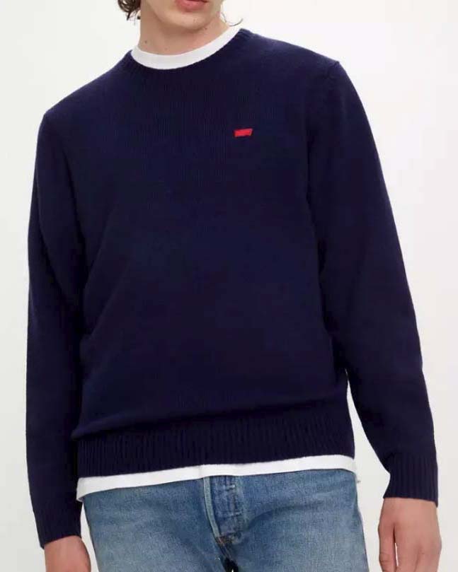 Maglia girocollo Levi's blu in lambswool