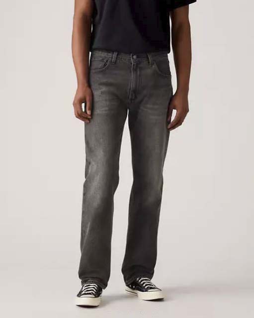 Jeans 555 relaxed straight-fit lavaggio grigio stone washed in tela di puro cotone