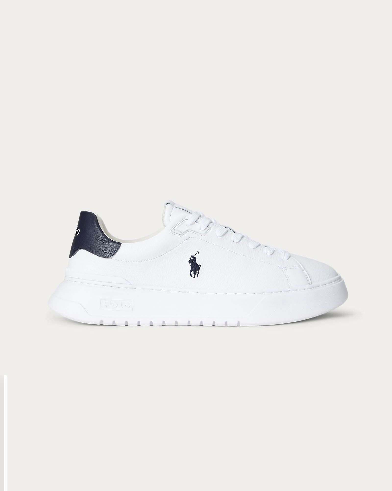 Sneakers Polo RLite Court bianche in pelle martellata