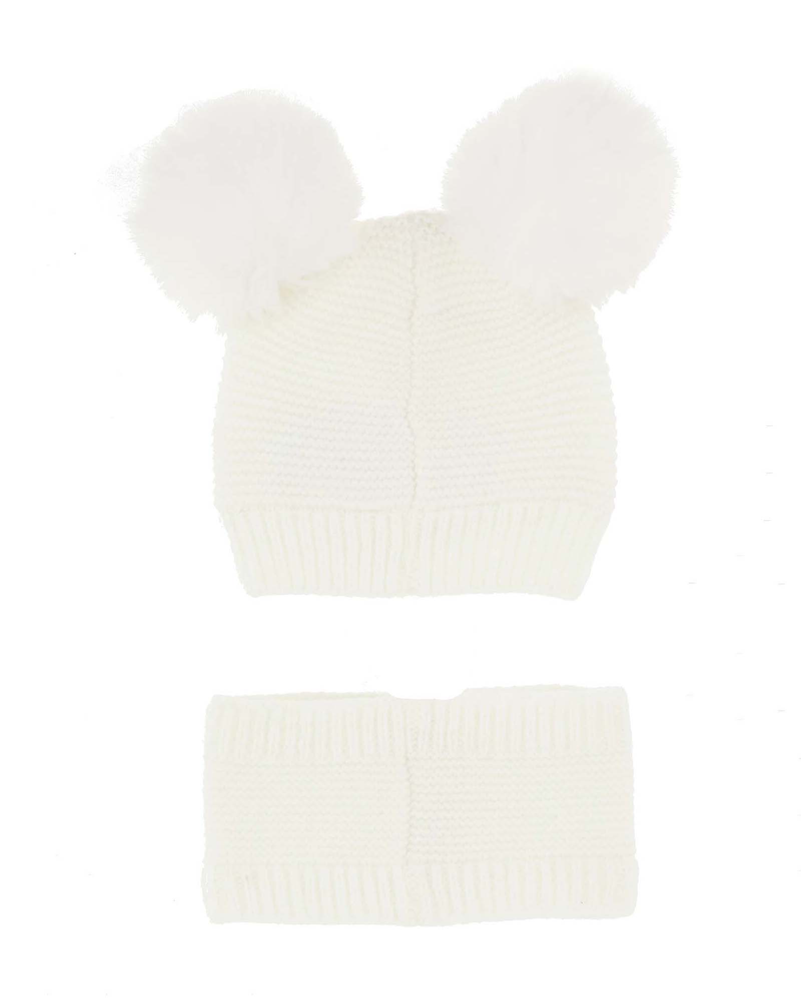 Berretto bianco con pom pom e scaldacollo Guess in misto viscosa image