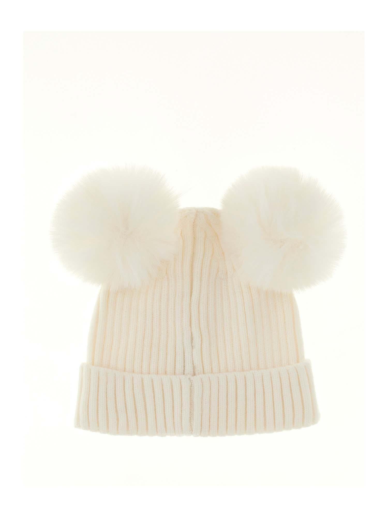 Berretto Guess avorio con pom pom in misto viscosa image