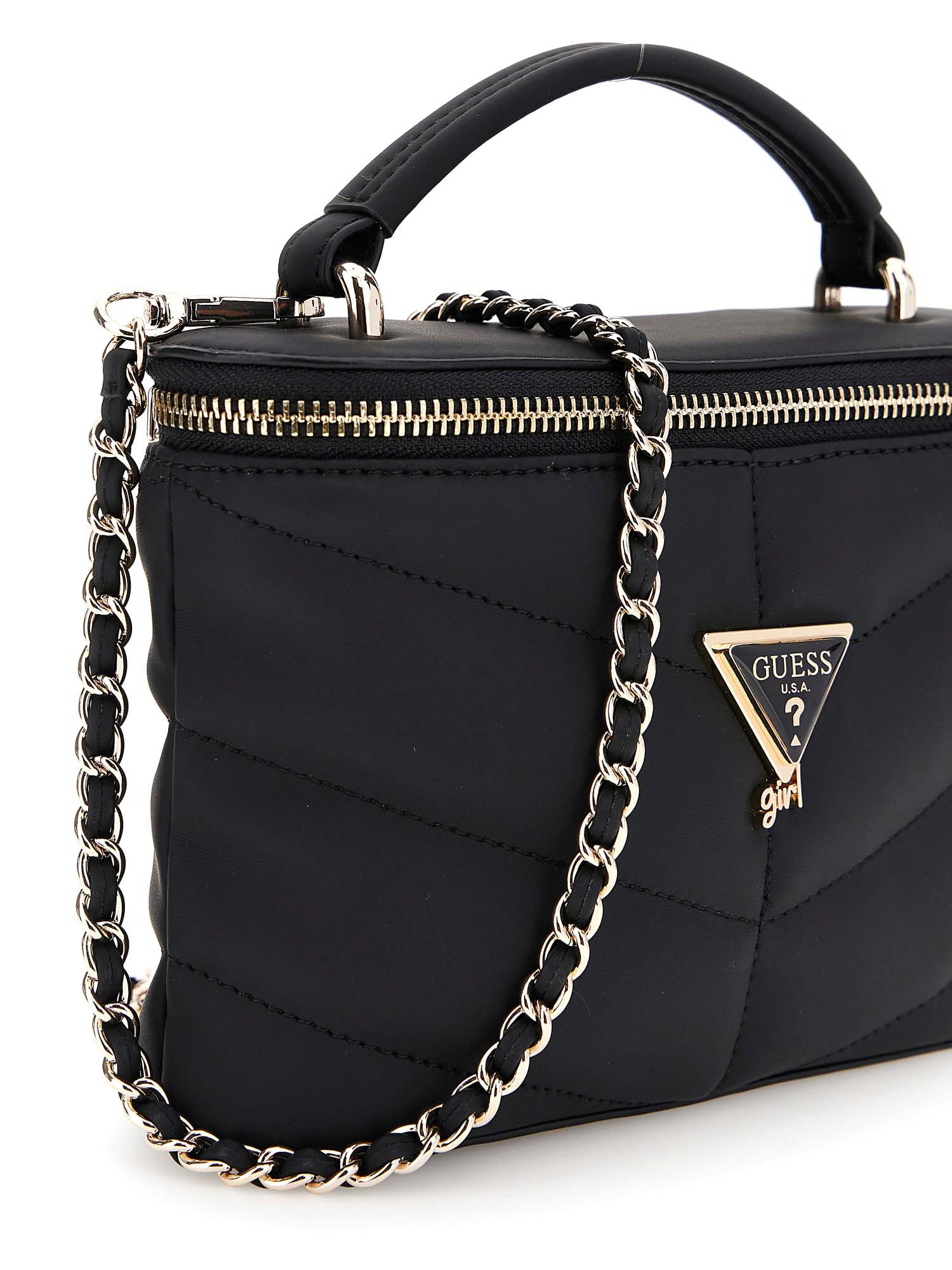 Borsa bauletto Guess nera trapuntata con tracolla a catena Guess