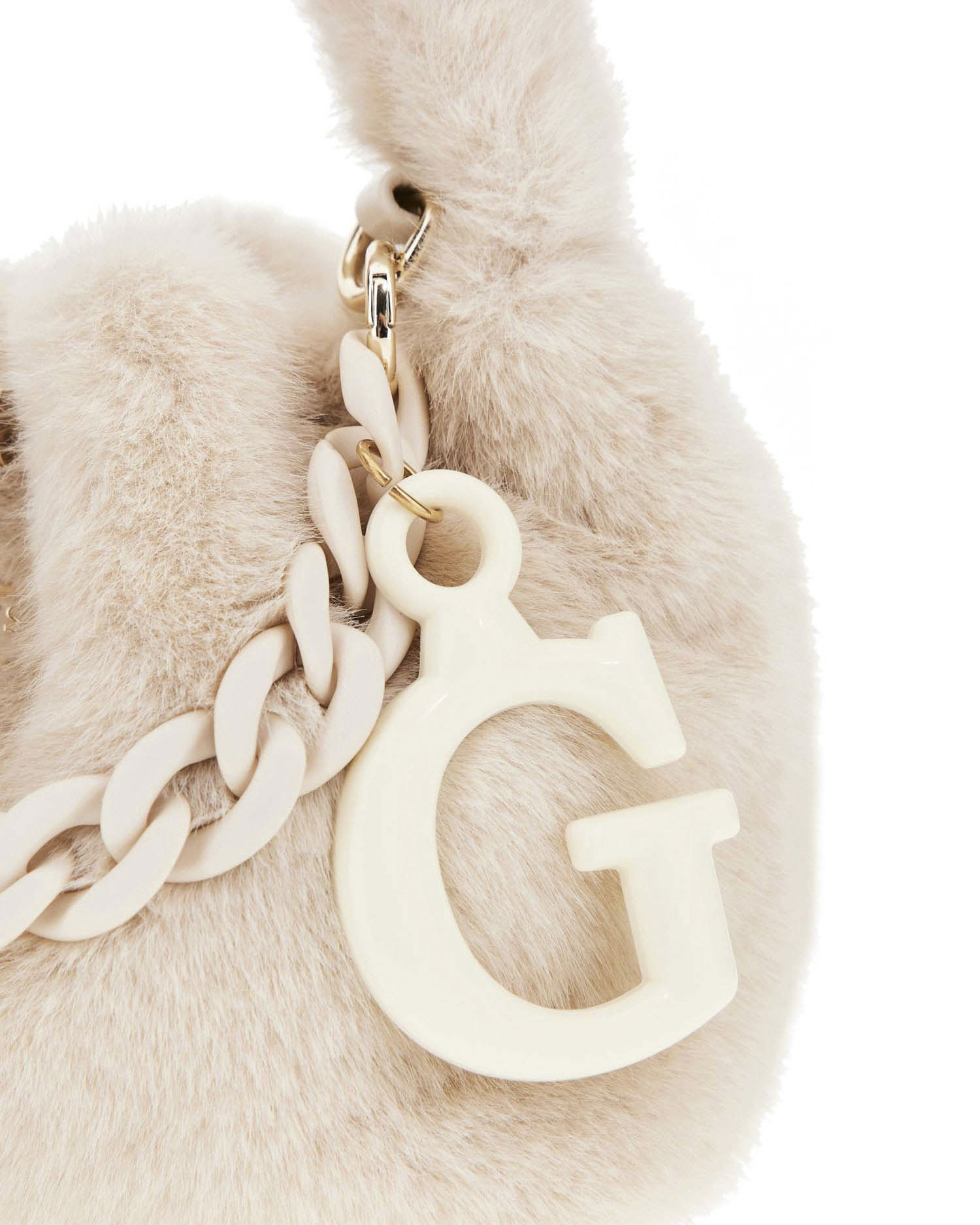 Borsa a sacchetto Guess in ecopelliccia beige image