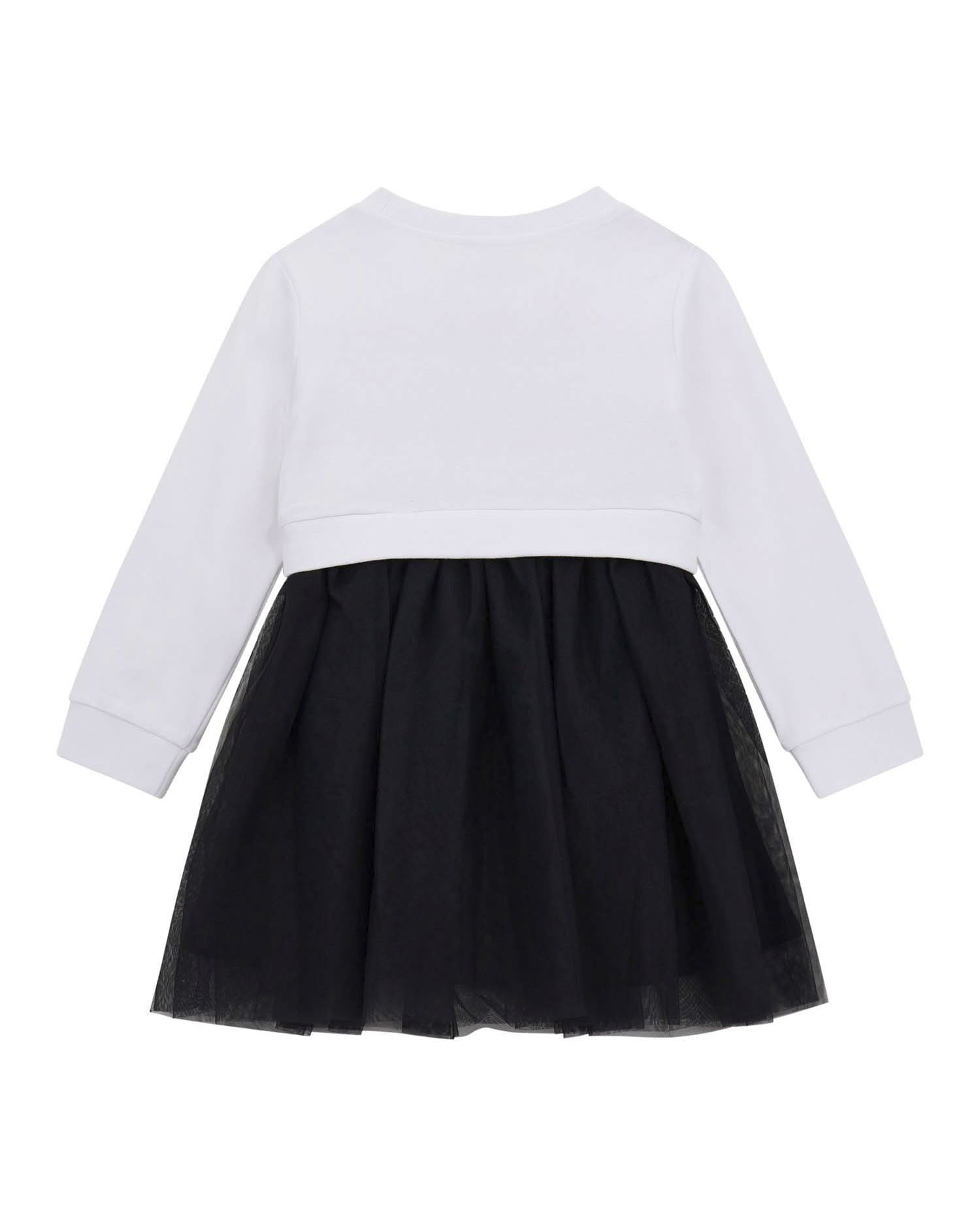 Abito Guess bianco e nero in puro cotone con gonna in tulle image