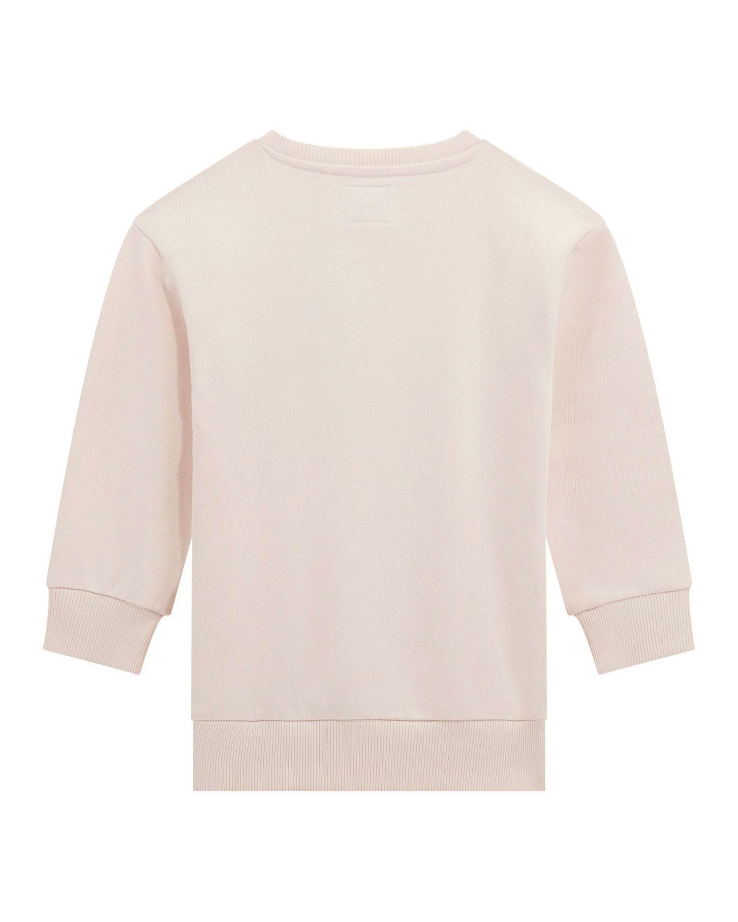 Abito Guess a maxi felpa rosa in puro cotone con scritta logo in pailettes image