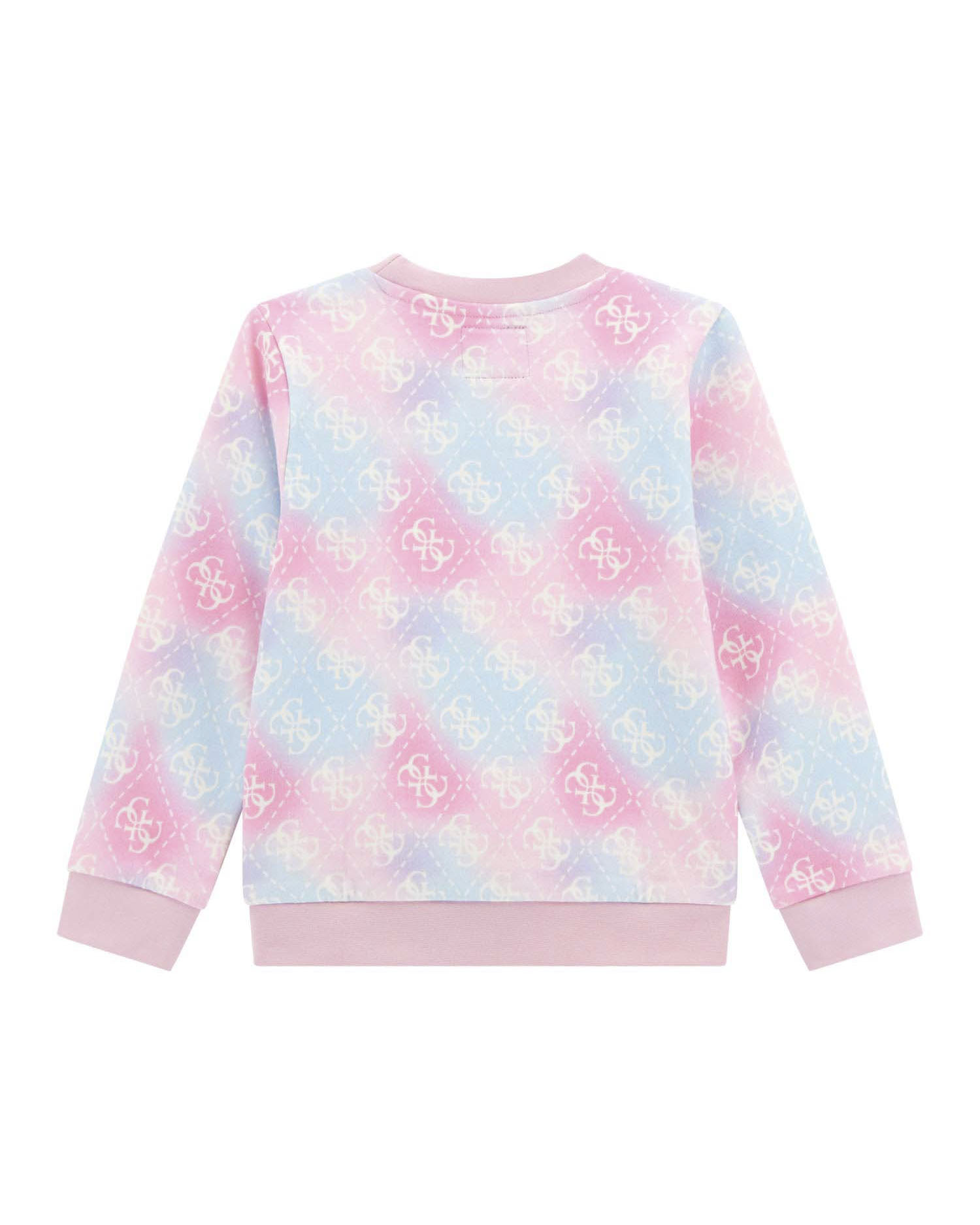Felpa Guess rosa e azzurra in puro cotone con fantasia sfumata e logo monogram image