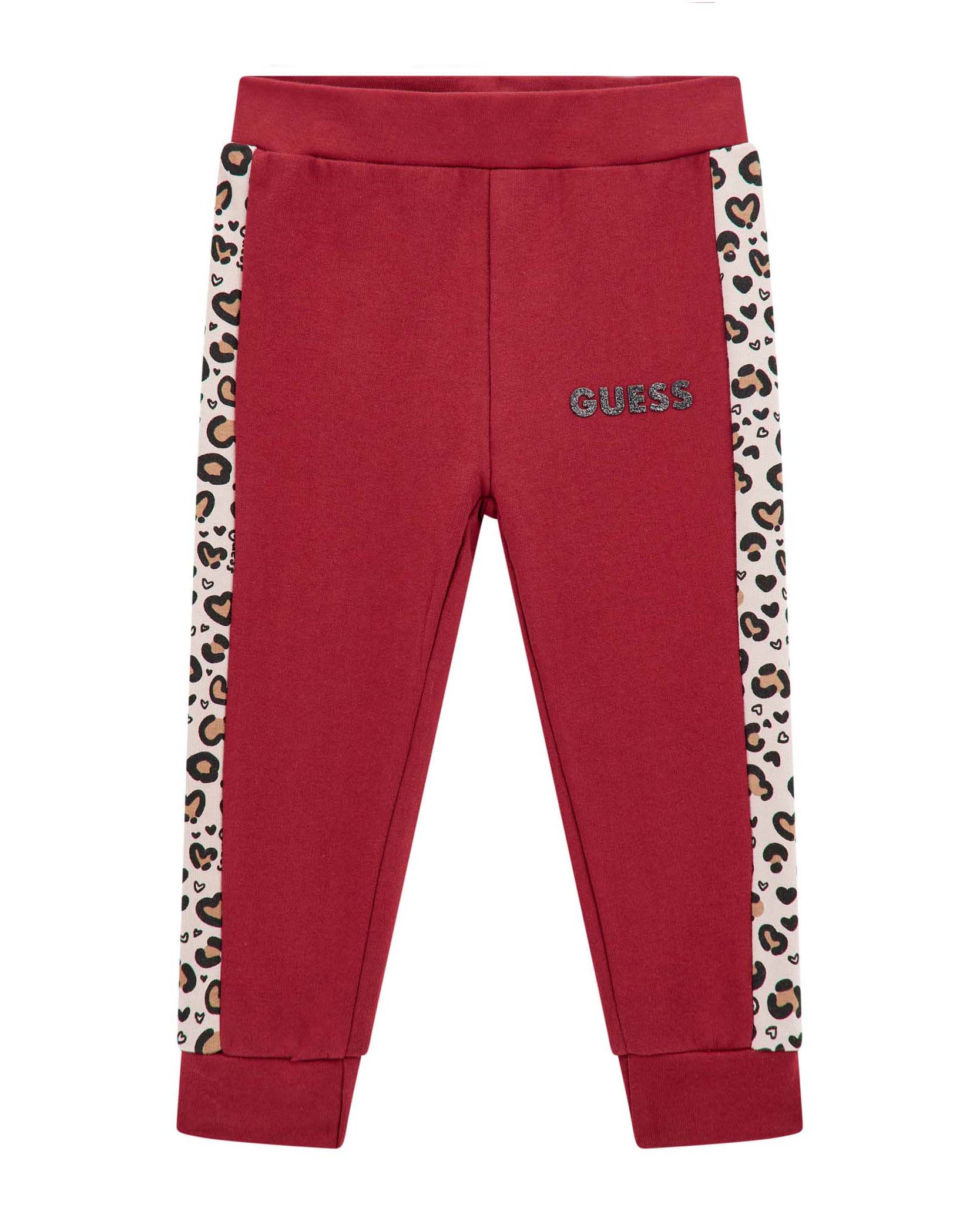 Pantalone Guess rosso in puro cotone con bande animalier