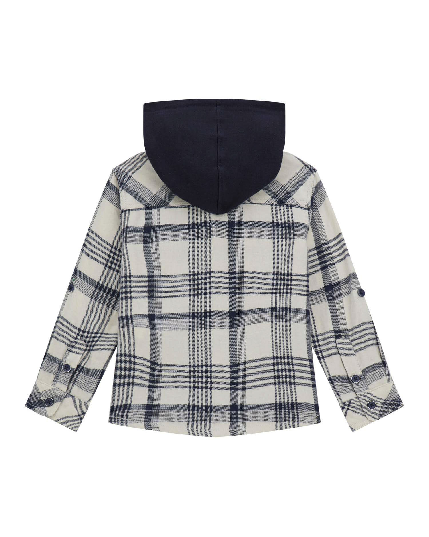 Camicia Guess in puro cotone blu e avorio con cappuccio image