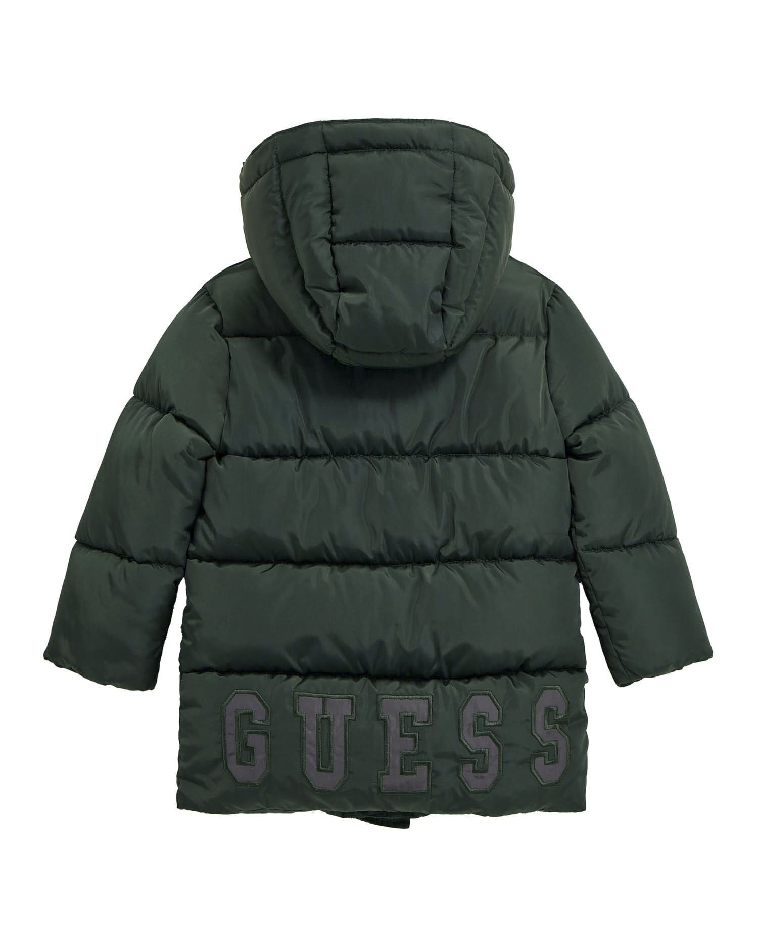 Maxi piumino Guess verde trapuntato con cappuccio image