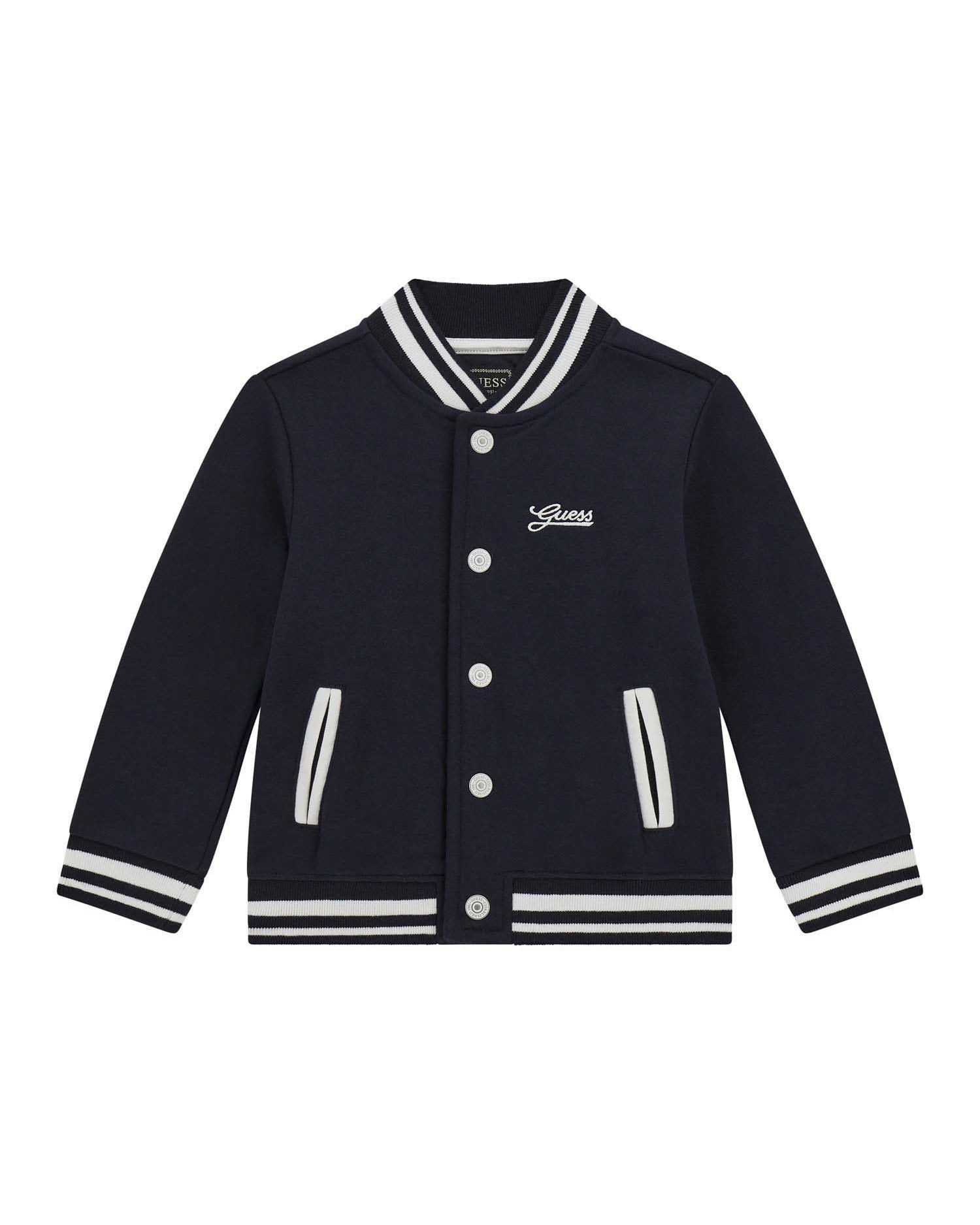 Bomber college blu Guess con profili bianchi