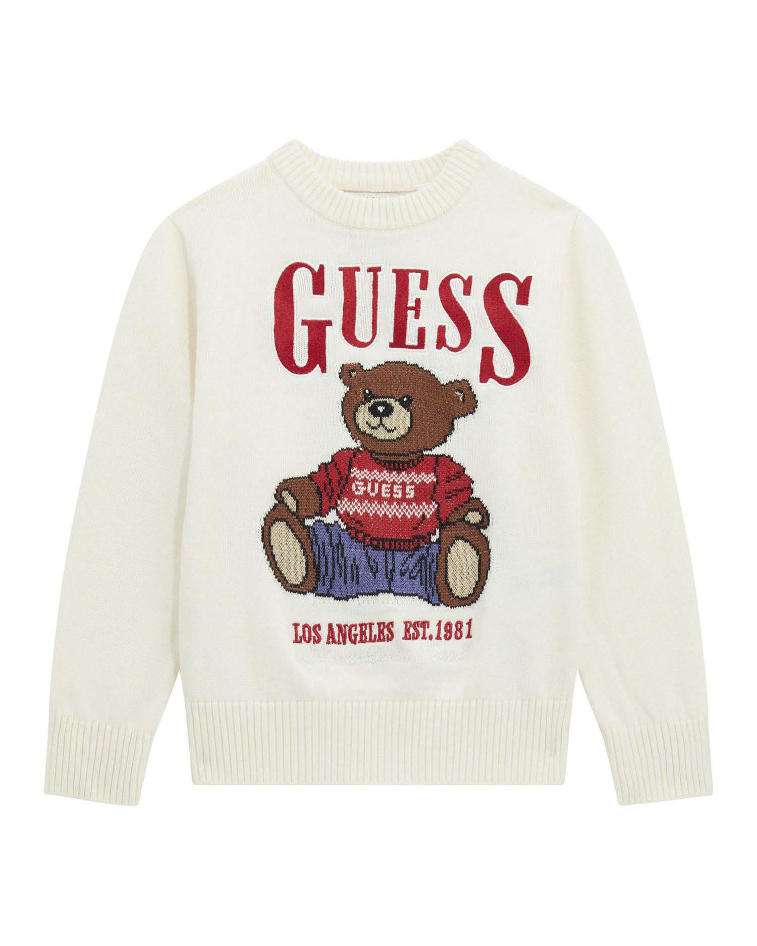 Maglioncino Guess avorio in misto cotone con orsetto