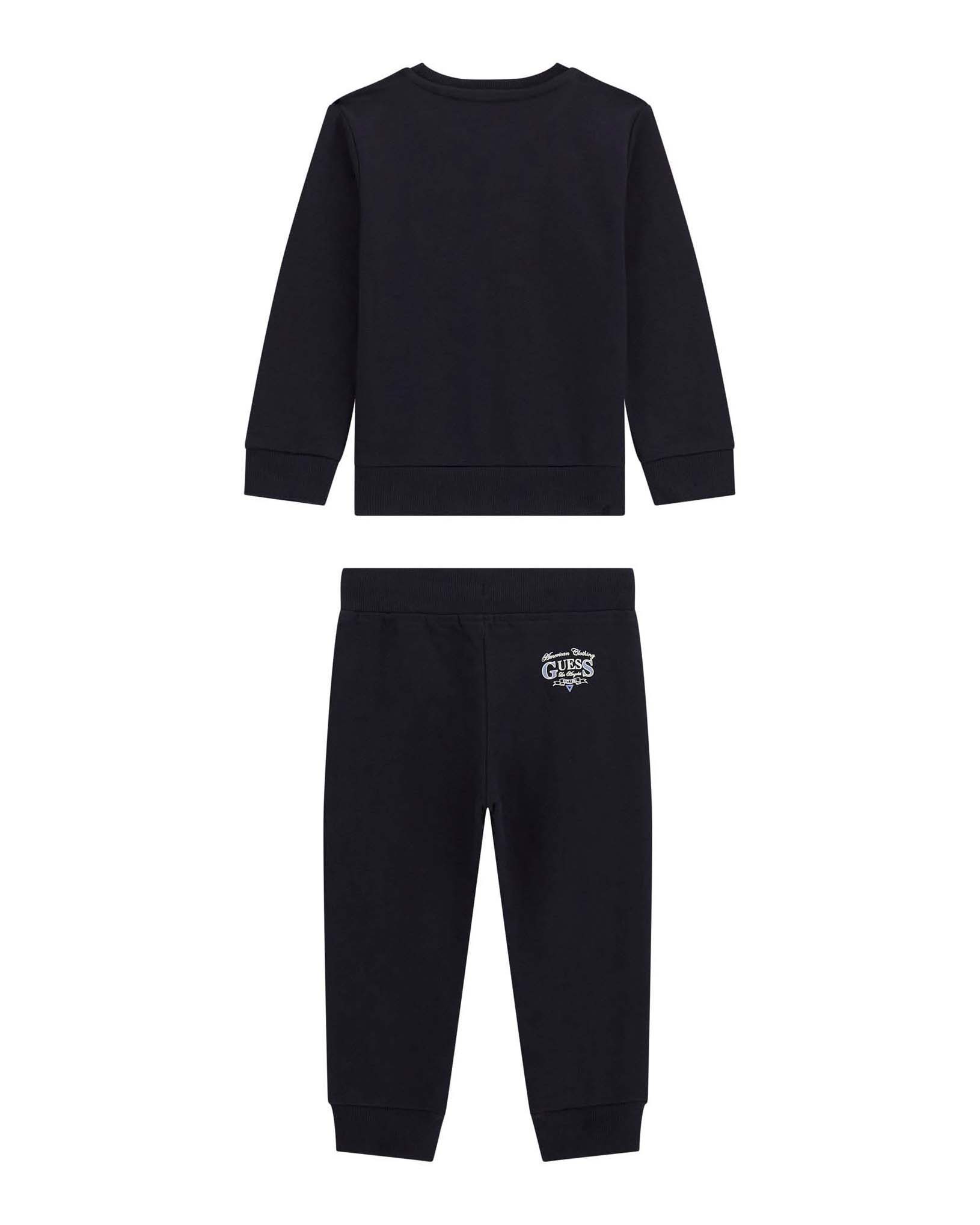 Completo maglia e pantalone Guess blu in felpa di puro cotone image