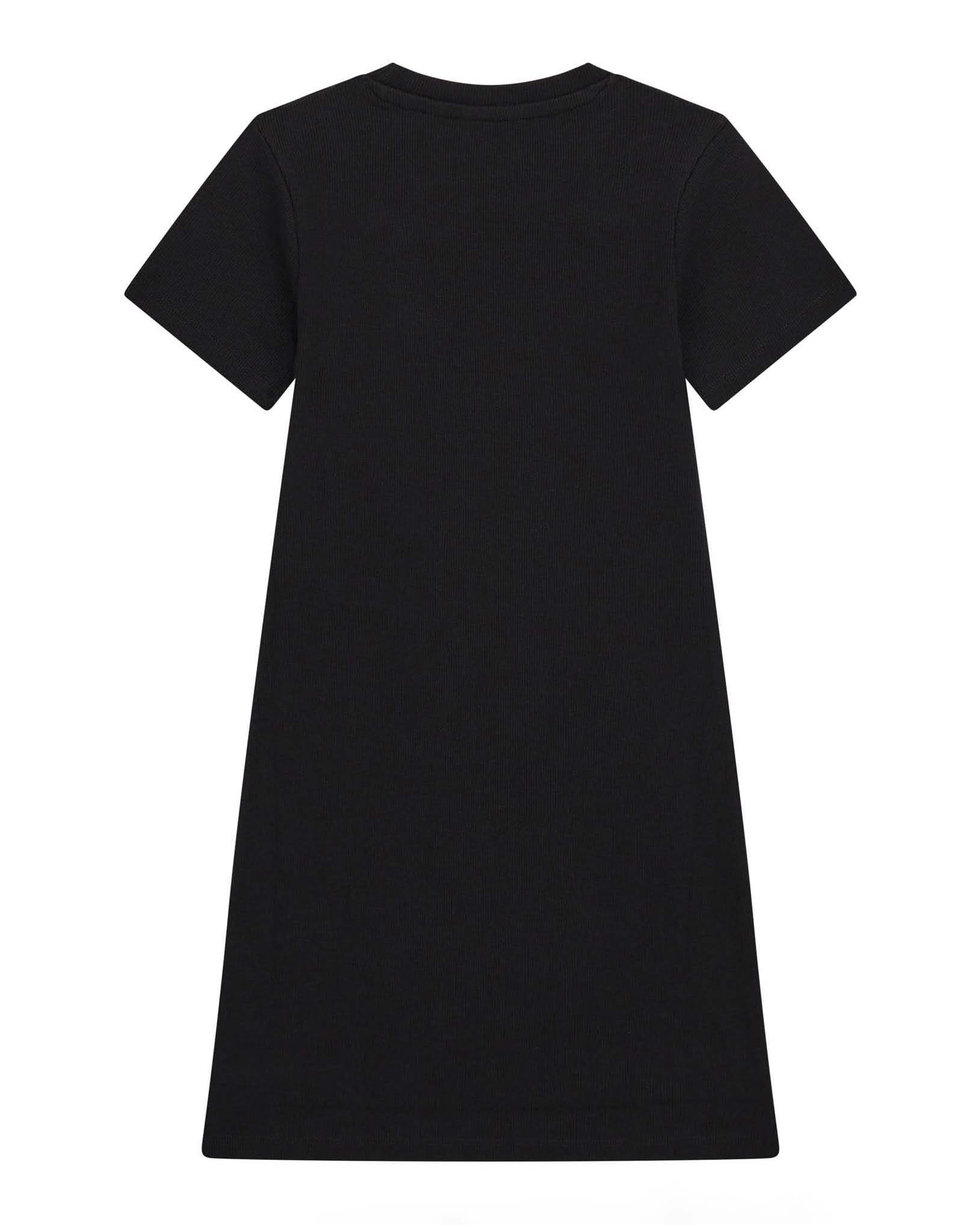 Abito longuette Guess nero a costine in cotone stretch e maniche corte image