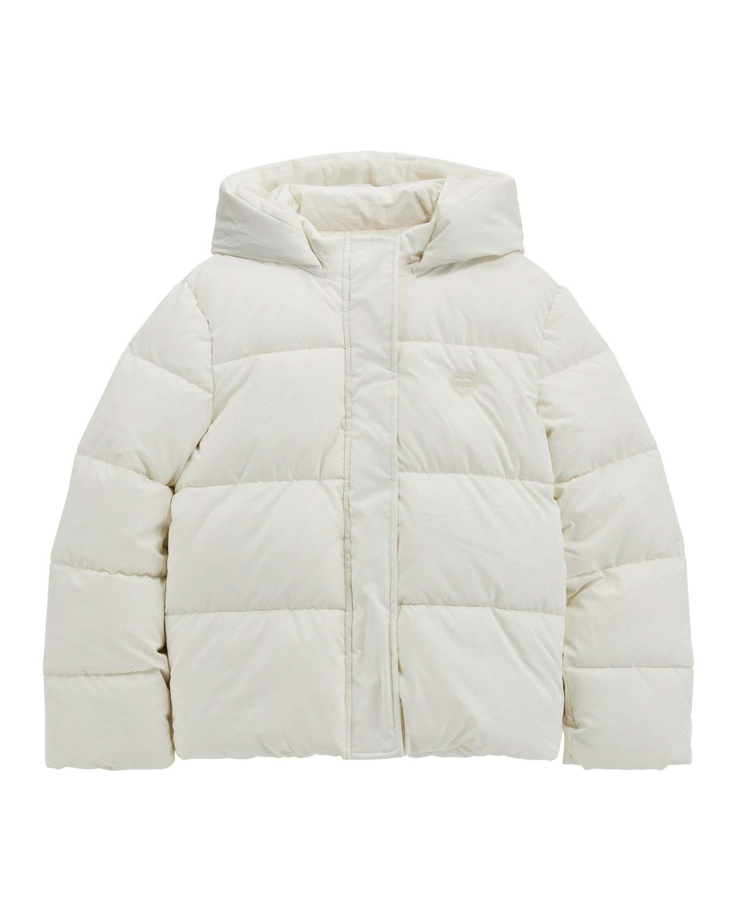 Piumino Guess avorio in nylon effetto lurex con cappuccio