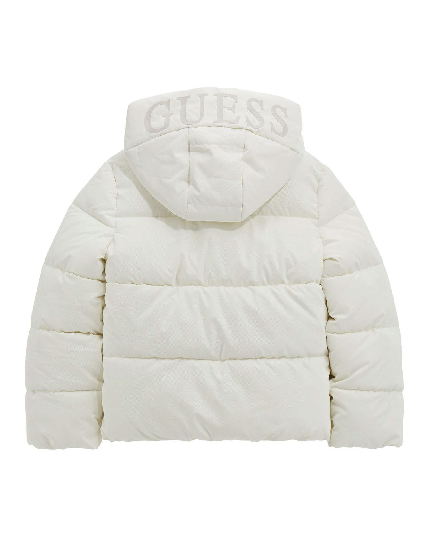 Piumino Guess avorio in nylon effetto lurex con cappuccio image