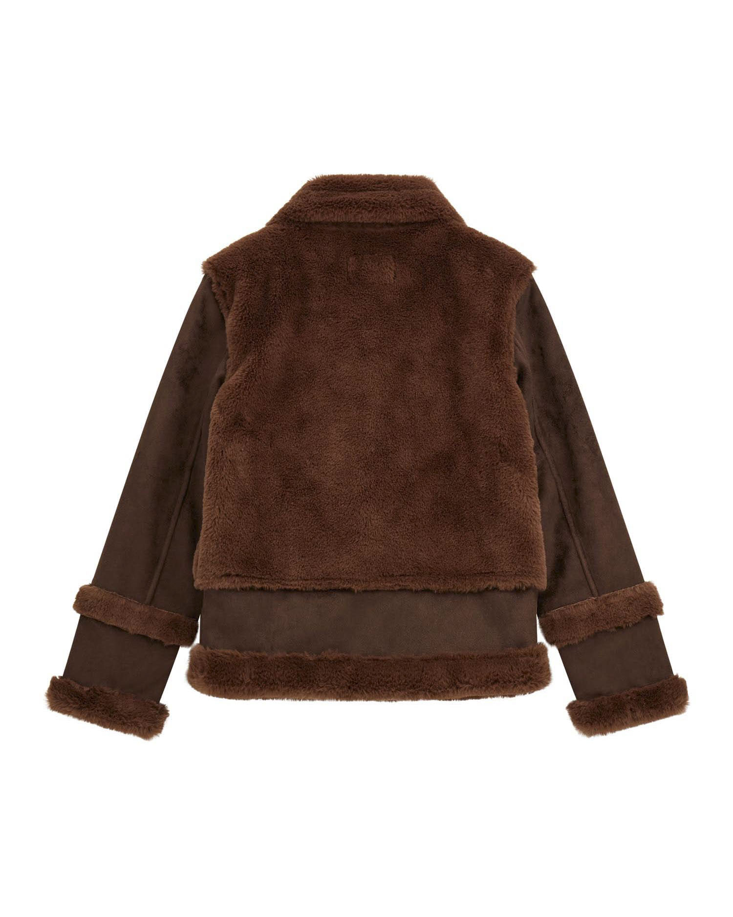 Montone marrone Guess in camoscio ed ecopelliccia image