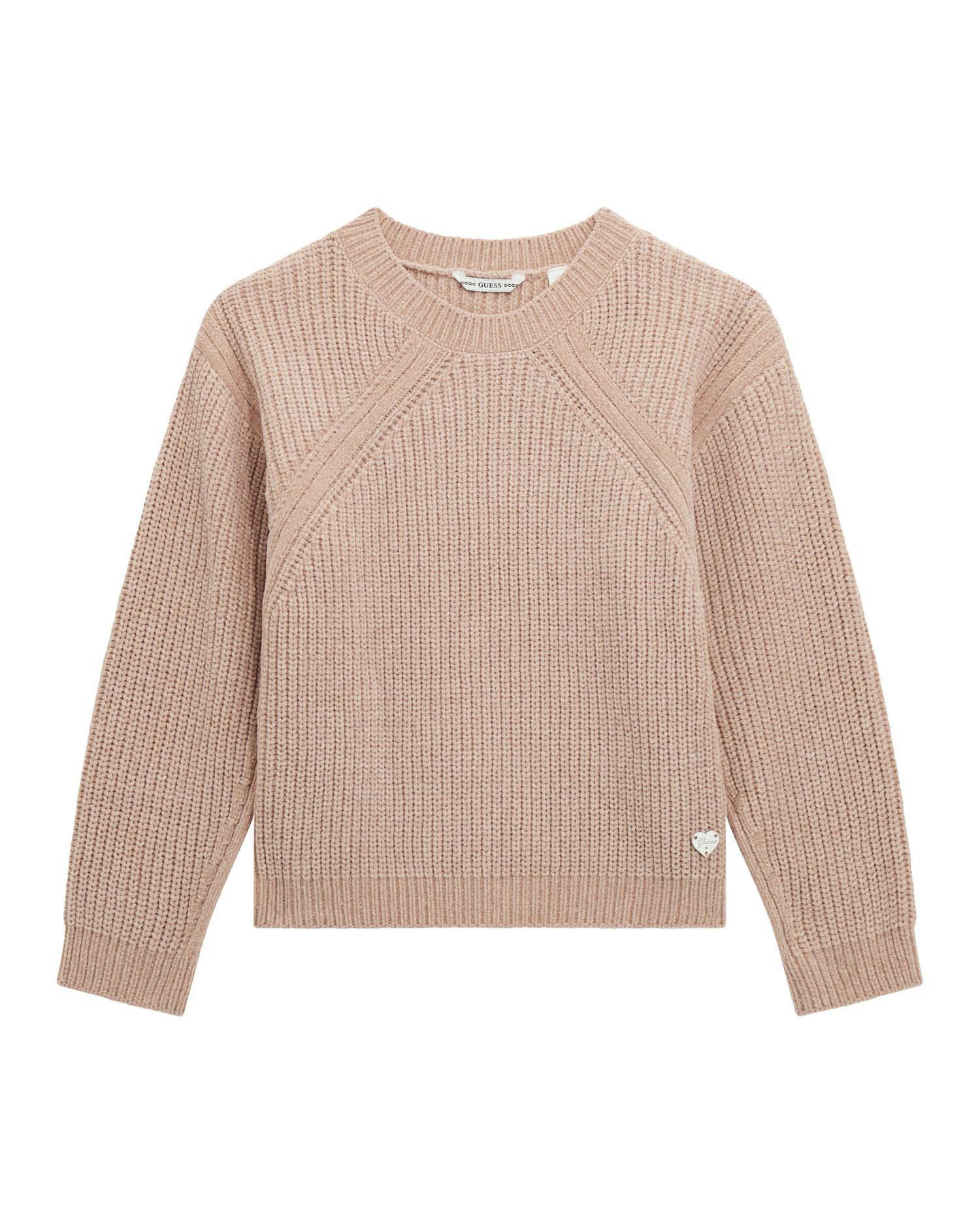 Maglione Guess rosa in ciniglia lavorato tricot