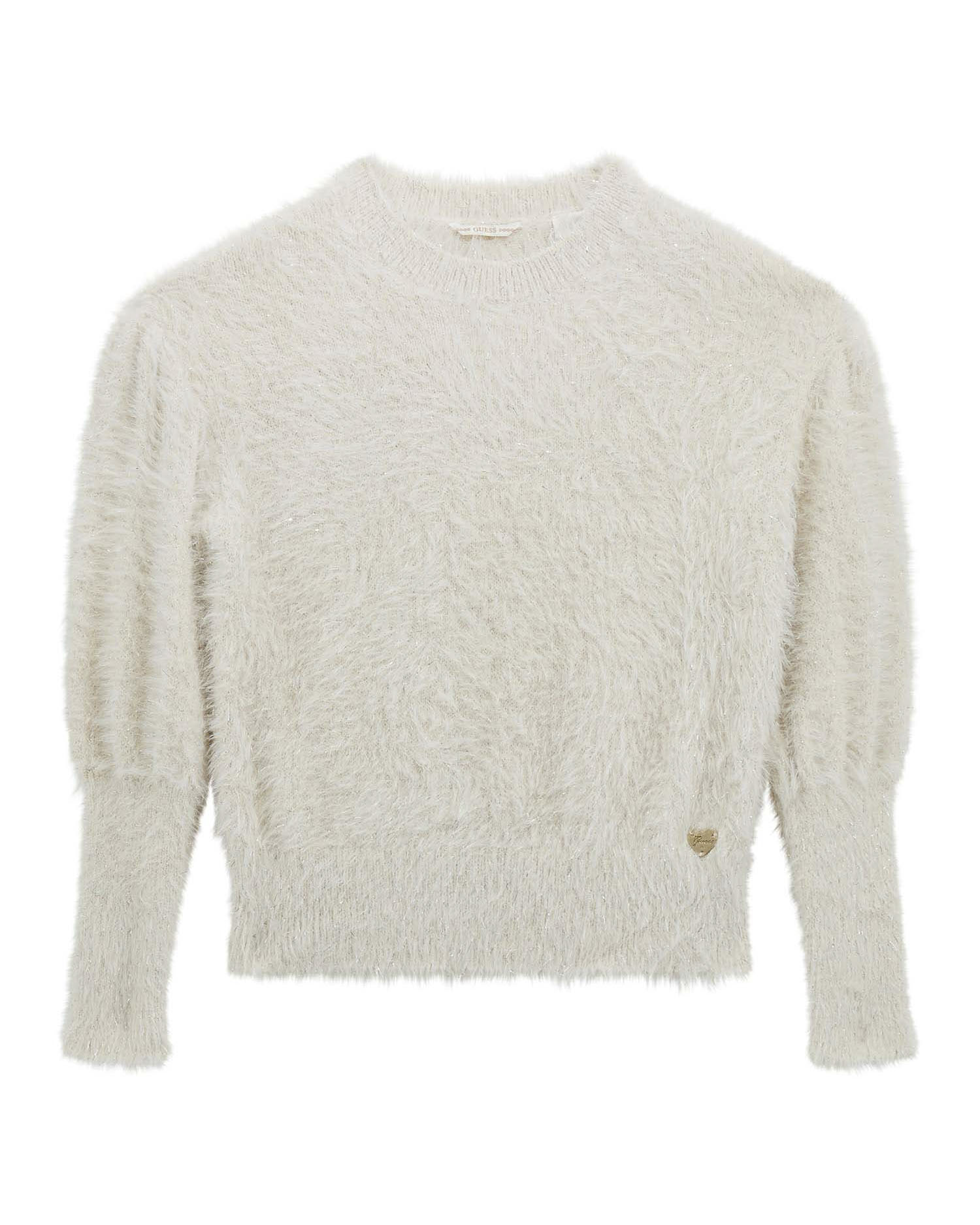 Maglia Guess color panna in lurex effetto pelliccia