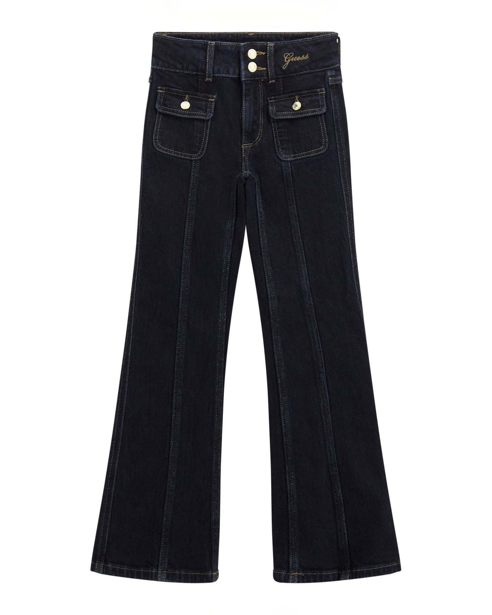 Jeans flare Guess blu scuro in cotone stretch con taschine