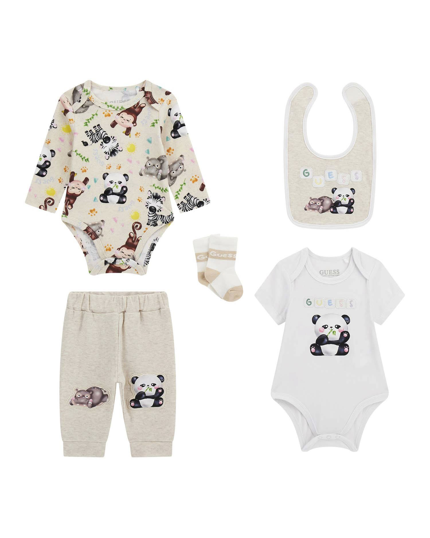 Set Guess cinque pezzi tema animaliin puro cotone