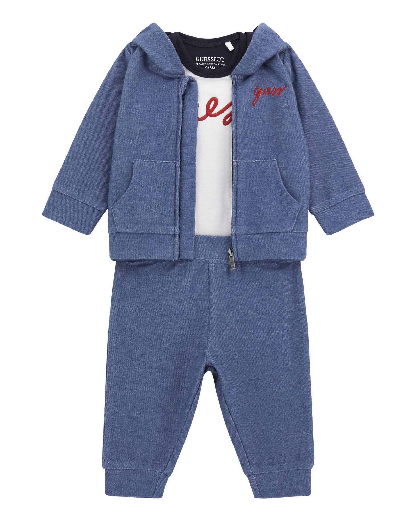 Tuta Guess con body in misto cotone beige e azzurro Pellizzari